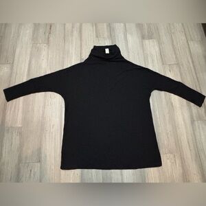 We the Free Kitty Tunic  Womens Black Waffle Thermal Knit Turtleneck Size L